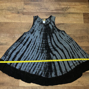 Women's In Gear Tank Top One Size Gray Black Tie Dye Sleeveless clearance